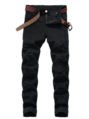 Tight Jeans with Holes Men's Slim And Tight Jeans With Holes In The Top